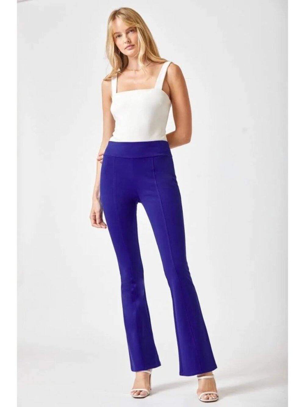 Dear Scarlett Magic Flare Pants XL Front Seam Pull On Blue Comfy Athleisure NEW
